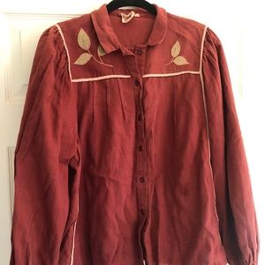 vintage cotton Dusty Rose peasant/babydoll blouse